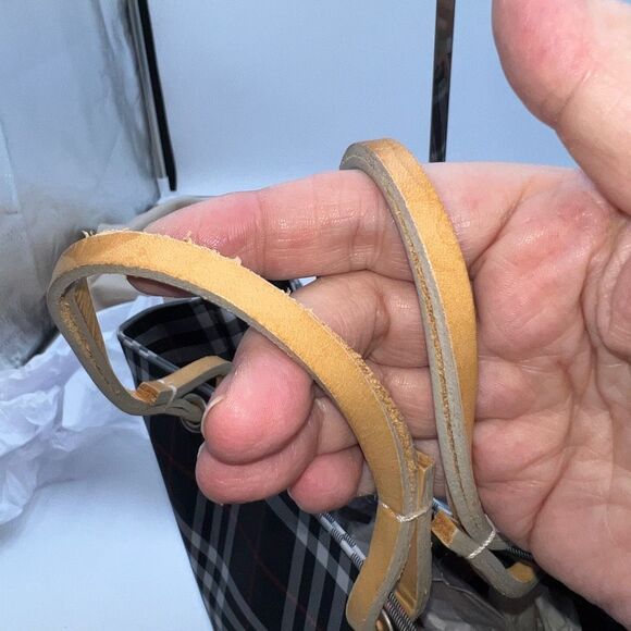 BURBERRY Nova Check Hand Bag Nylon Black Small Tote with Dust Bag - Picture 6 of 12